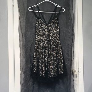 Super sassy black lace dress with nude lining